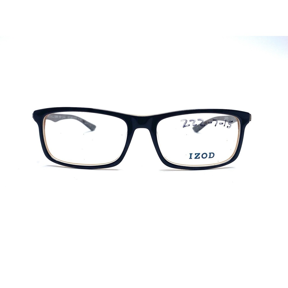New IZOD Black Rectangular Glasses Brown Temples IZ 440 Brown Laminate 54 16 135